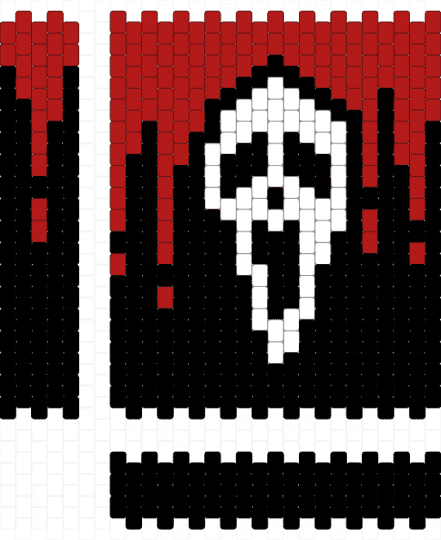 Ghost face bag pattern - black, red, white