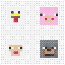 Minecraft (animals) - minecraft,pig,chicken,video game,colorful,white,gray,pink