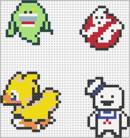 GHOSTBUSTERS AND CHOCOBO - slimer,chocobo,stay puft marshmallow man,ghostbusters,final fantasy,movie,video 