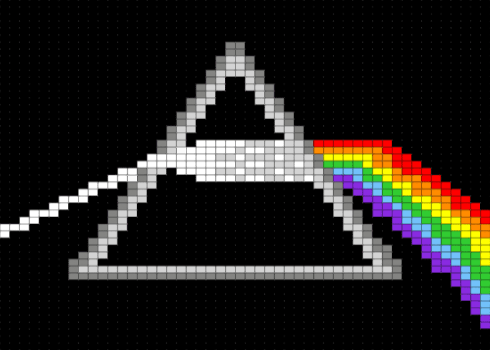 Pink Floyd Dark Side of the Moon Square - black, dark side of the moon, gray, loom, music, pink floyd, square, square stitch, tapestry, white