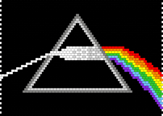 Pink Floyd Dark Side of the Moon Peyote - black, dark side of the moon, gray, green, kandipatterns, peyote, peyote stitch, pink floyd, pony bead tapestry, tapestry, white