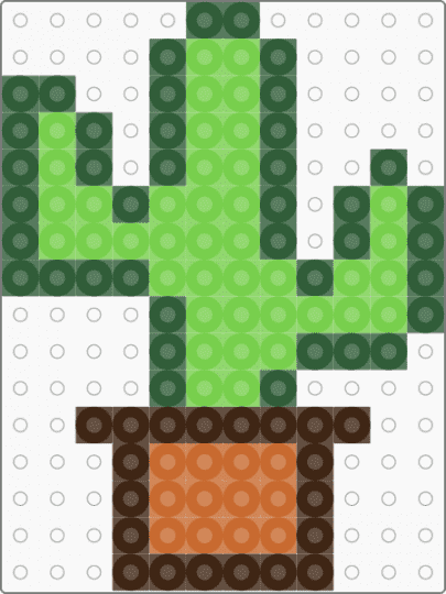 Cactus Plant in a Pot Perler - cactus, gray, green, nature, perler bead, plant, succulent