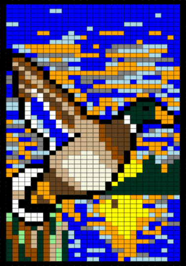 Mallard duck - light blue, orange, purple