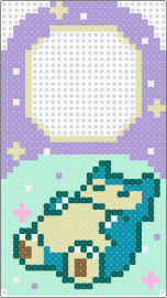 Snorlax sleeping - yellow,pink,light blue