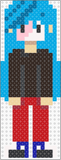 Sally face perler - brown, light blue, red, sal fisher, sally face, video game