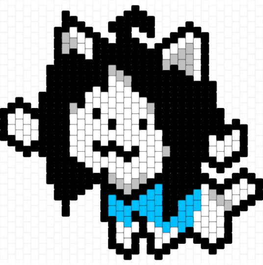 temmie - beige, black, light blue, white
