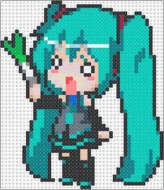 MIKU MIKU BEEEAAAAMMMMMM - miku miku beam,magical cure love shot,hatsune miku,vocaloid,leek,character,chibi,music,teal