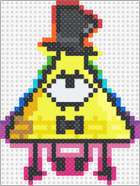 bill cypher he's back - bill cipher,gravity falls,character,demon,cartoon,tv show,triangle,cyclops,top hat,colorful,gray,pink,yellow