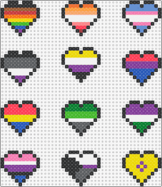 PRIDE HEARTS - pride,hearts,flags,stripes,community,love,colorful,yellow,gray,purple