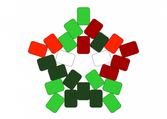 Zombie star - green, red