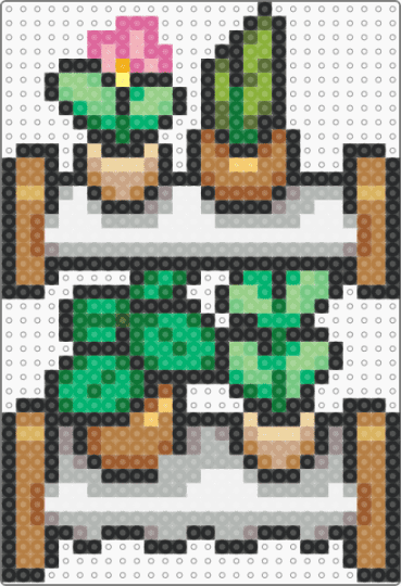 Stage of plant with leef and cactus - beige, flowers, green, nature, stage, tan, tree