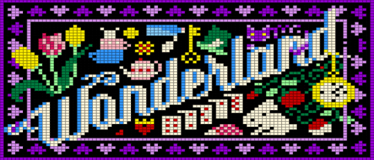 aw - alice in wonderland, black, light blue, pink, purple