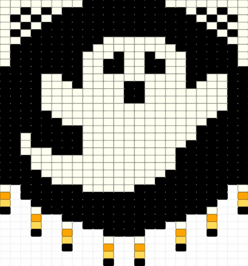 Simple Candy Corn Ghost Kandi Tapestry - banner, black, dark, fall, ghost, halloween, orange, panel, spooky, tapestry, white, yellow