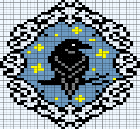 crow beaded tapestry - light blue, white