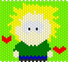 Tweek South Park bag panel - tweek tweak,south park,character,hearts,panel,bag,animation,tv show,green,yellow