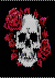 Skull with roses - skull,roses,gothic,spooky,dark,flowers,skeleton,panel,halloween,black,white,red