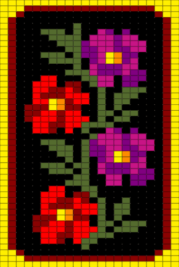 Mini dark flower banner - red, yellow