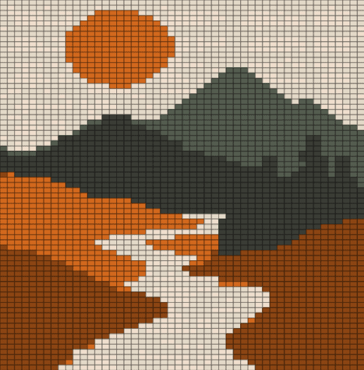 Mountain - beige, red