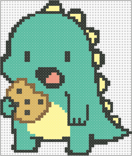 Nom nom dino - cotddinosaurs, cute, dino, food, green, teal