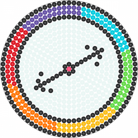 Color wheel clock - clock, colorful, green, orange, purple, rainbow, white