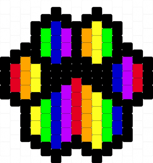 Kandi Mega paw: Rainbow - animal, black, charm, love, paw, pride, purple, rainbow, yellow