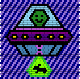 UFO - ufo,alien,flying saucer,tractor beam,space,diagonal,stripes,panel,smile,cute,ext