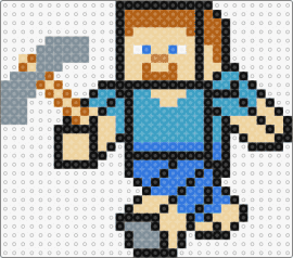 steeve - steve,minecraft,character,pickaxe,blue,teal,tan