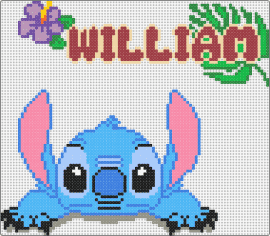 Stitch William complet - william,stitch,name,character,cute,text,movie,disney,light blue,pink,red