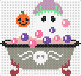 Ghost in the bath room - bathtub,ghost,bubbles,spooky,shower,halloween,gray,pink,purple