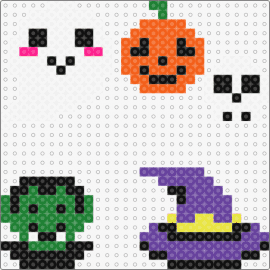 mini halloween - halloween,charms,spooky,cute,vampire,ghost,pumpkin,skull,witch,hat,colorful,green,orange,purple,white