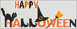 HAPPY HALLOWEEN 1 glow in the dark - halloween,sign,festive,spooky,cat,witch,hat,broom,orange,black