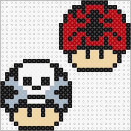 Mushroom   spider and skull Mario - mushrooms,skull,crossbones,spider,mario,nintendo,video game,gray,red,black,tan