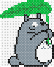 Totoro - my neighbor totoro,leaf,characters,anime,movie,ghibli,cute,white,gray,green