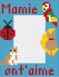 Cadre photo - frame,picture,animals,ladybug,cats,parrot,light blue,red,tan