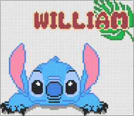 Stitch William - william,stitch,name,character,cute,text,movie,disney,light blue,pink,red