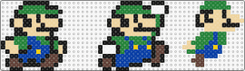 Luigi marche, saute et nage - luigi,nintendo,mario,character,fiery,video game,walk,jump,sprite,retro,blue,green,tan