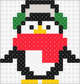 PENGUIN - penguin,winter,earmuffs,character,animal,cute,scarf,red,black,white,green