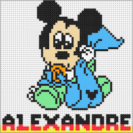 MICKEY +ALEXANDRE - mickey mouse,baby,alexander,name,text,sign,cute,disney,light blue,black,green,red,tan