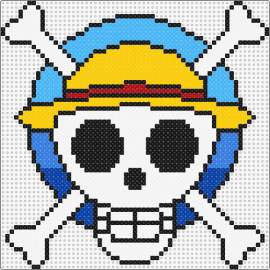 Grand drapeau pirate Luffy One Piece - one piece,straw hat,pirates,jolly roger,skull,anime,tv show,yellow,red,white,blue