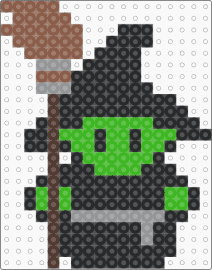 wicked elphaba - elphaba,wicked,witch,wizard of oz,character,chibi,musical,broom,green,black,brown