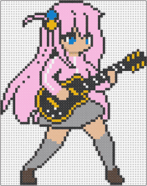 Bocchi The Rock big Bocchi - hitori gotou,bocchi the rock,guitar,character,manga,comic,pink,gray