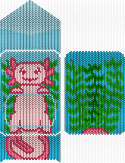 Axolotl Backpack -- Part 1 : Main, Bottom, Flap - axolotl,backpack,seaweed,underwater,cute,school,animal,amphibian,creature,light blue,green