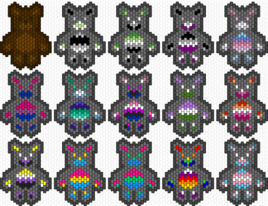 Pride Bear Charms - brown,gray,pink