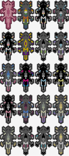 Axolotl Gender Pride Charms P1 - black,pink,gray,yellow