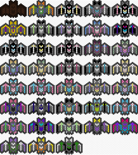 Bat Gender Pride Charms - black,gray,pink,colorful