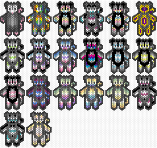 Opossum Gender Pride Charms P1 - black,gray,beige,colorful