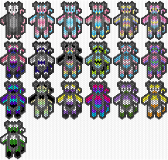 Opossum Gender Pride Charms P2 - black,gray,pink,light blue
