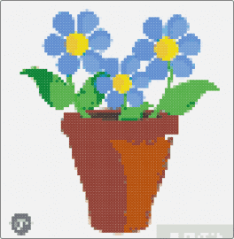 blomma - bouquet,flowers,garden,pot,plant,bloom,brown,light blue,green