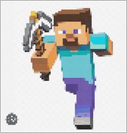 Minecraft - steve,minecraft,pickaxe,character,video game,teal,purple,tan