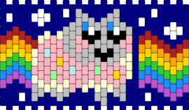 Nyan cat!! Kinda ugly ;-;  (I'll prob retry it) - nyan cat,rainbow,poptart,meme,cuff,colorful,blue,pink